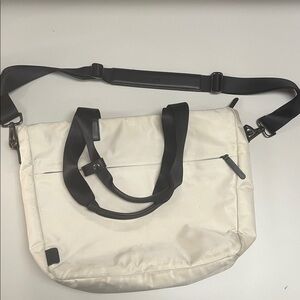 July Stylish White Travel Laptop Bag, adjustable strap, good preowned condition
